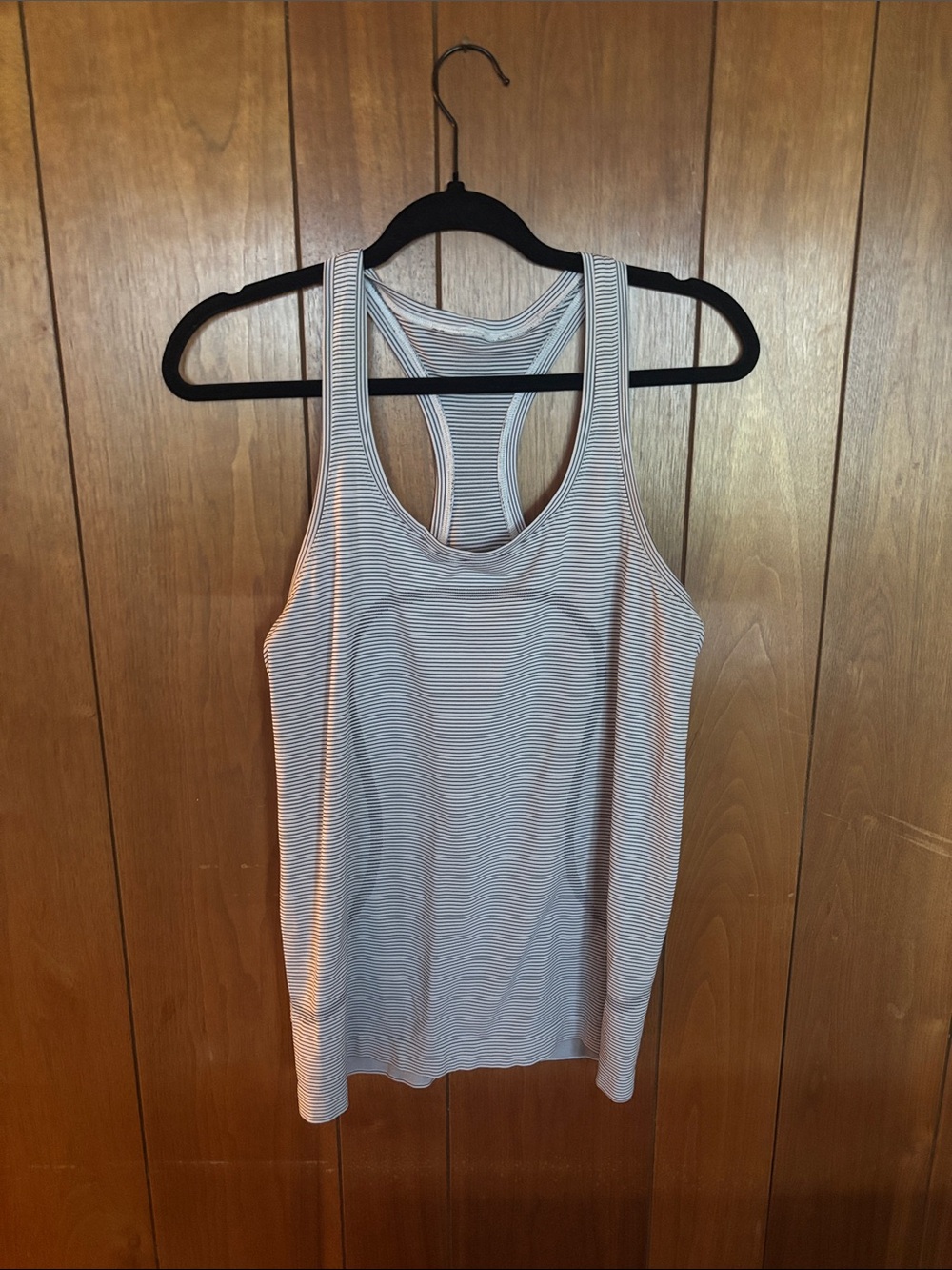 lululemon athletica White & Black Striped Racerback Tank